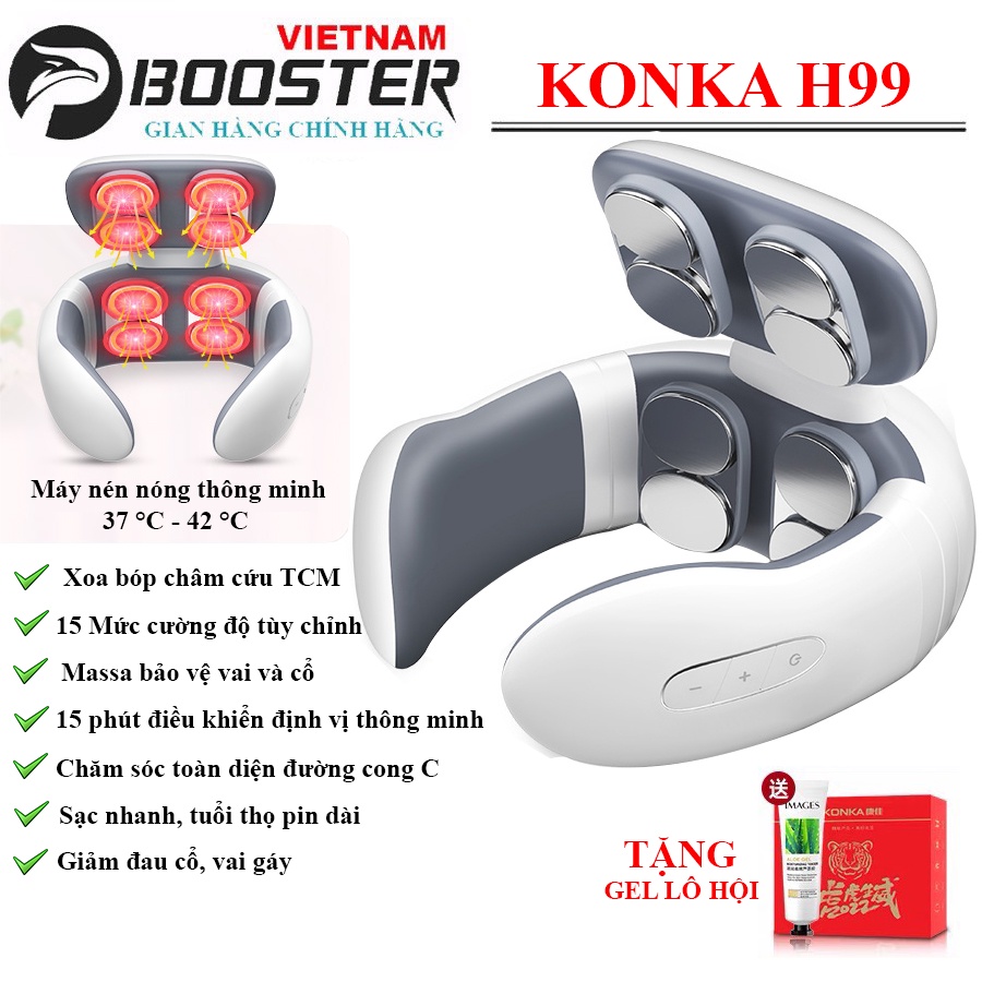 Máy Mát Xa Cổ Vai Gáy booster KONKA H99 ,  Massage Xung Điện Giảm Đau Mỏi Với 8 Đầu Massage , Làm Ấm Nóng