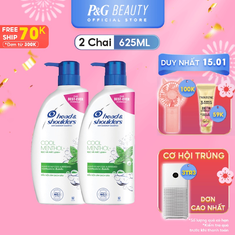 Combo 2 Dầu Gội HEAD &amp; SHOULDERS chai 625ML Hương Bạc Hà