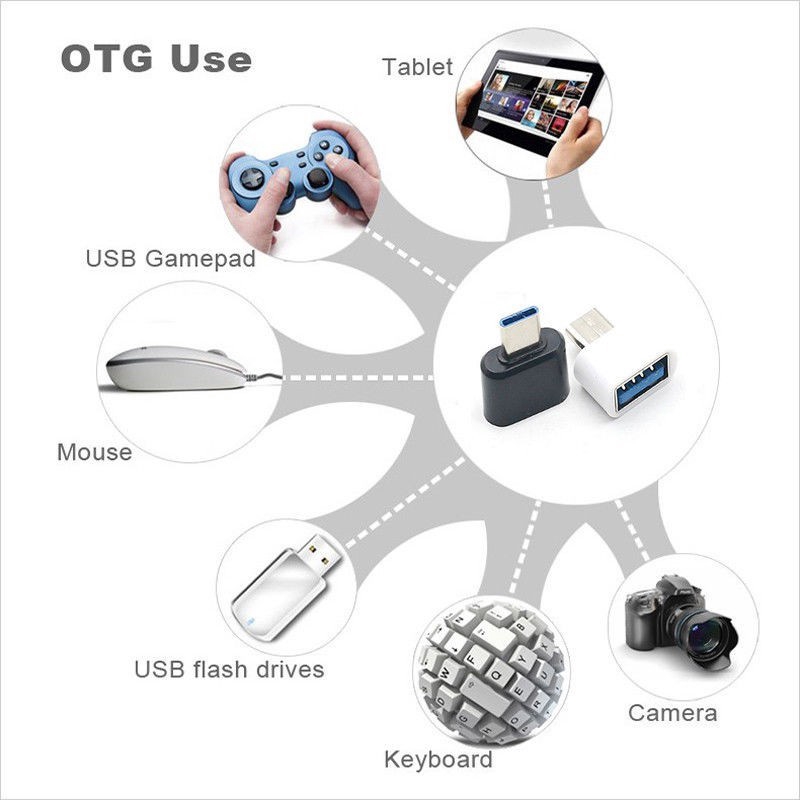 Set 2 Đầu Chuyển Đổi Từ Giác Cắm Type-C Micro USB & Type-C Sang Cổng USB 2.0 OTG