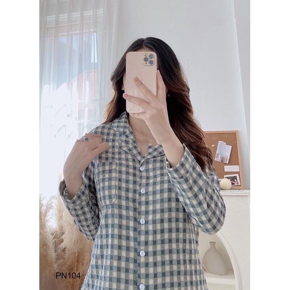 Bộ Pijama Chất Đũi Kẻ Mềm Mặc Ngủ Thu Đông Siêu Thích