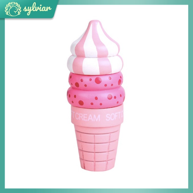 Bộ Đồ Chơi Ngôi Nhà Gỗ Có Nam Châm Hình Cây Kem Ốc Quế Dâu Vanilla Dành Cho Trẻ Em