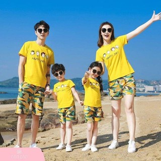 [GIÁ XƯỞNG - ẢNH THẬT] Combo áo gia đình đi biển cotton màu vàng ASGD06 - hanfashion.st