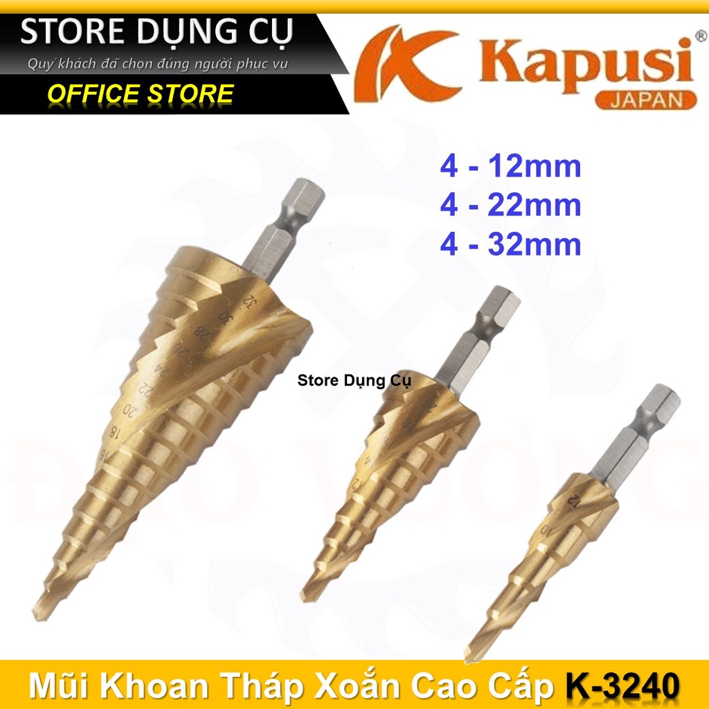 4-32mm Mũi khoan tháp xoắn đuôi lục giác cao cấp Kapusi K-3237 / K-3238 / K-3239 / K-3240