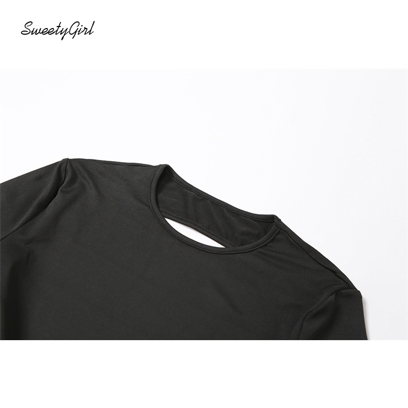 Áo liền quần tay dài cổ tròn hở lưng màu trơn kiểu dáng thời trang gợi cảm cho nữ