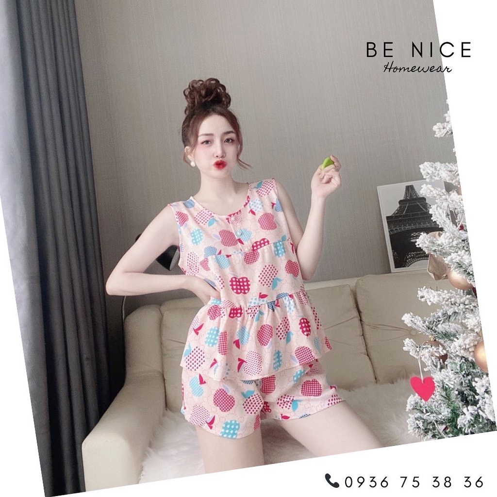 Bộ mặc nhà sát nách dáng xòe phối nút xinh xắn cho nàng nhà Be Nice Homewear