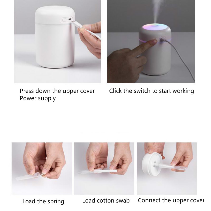 Máy Lọc Không Khí Siêu Âm USB Có Đèn LED Màu Sắc Cầu Vồng Độc Đáo Cho Xe Hơi