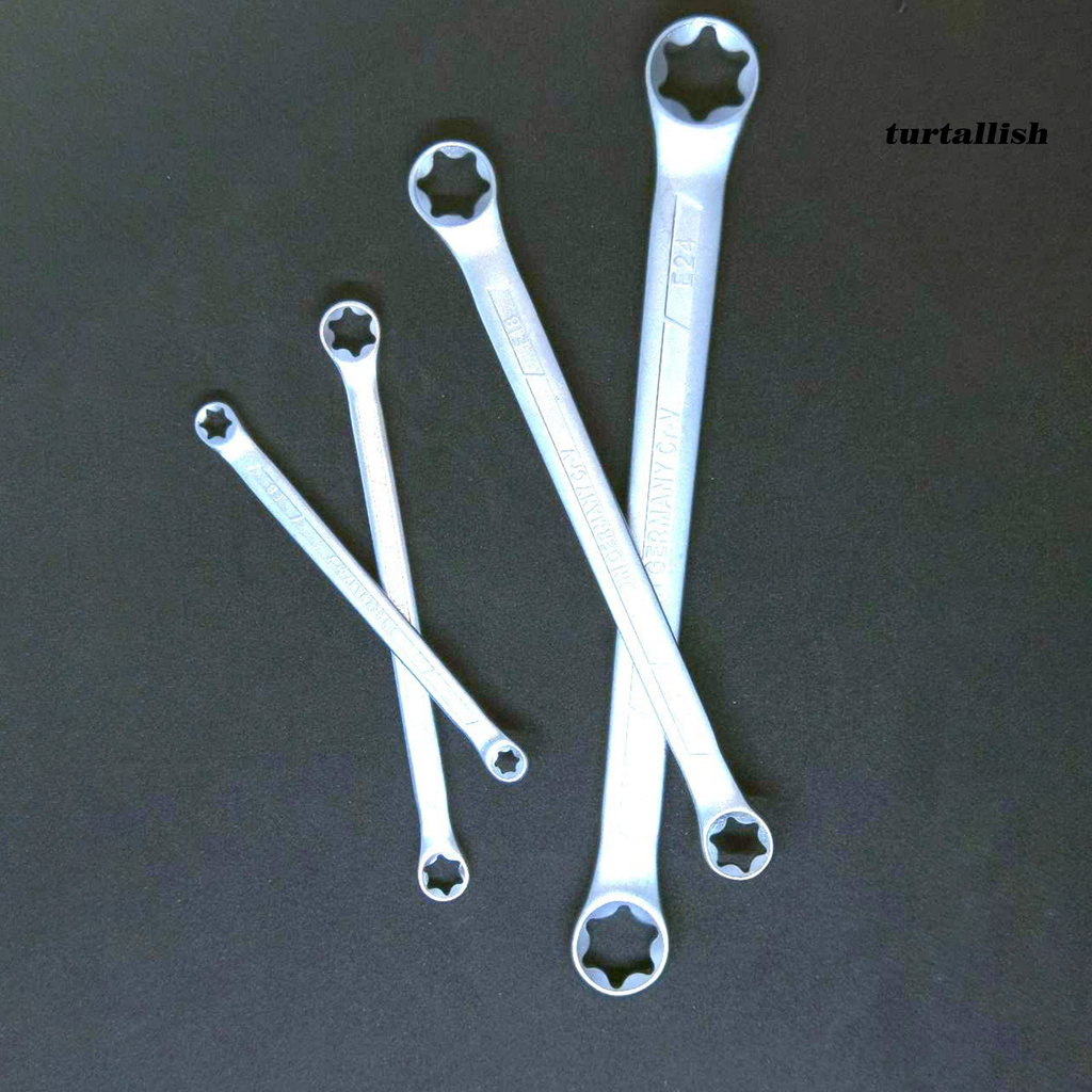 TURTALLISH 4Pcs E6-E24mm Wrench Group E-type High Torque Chromium Vanadium Steel Dual-head Torx Spanners for Equipment Repair