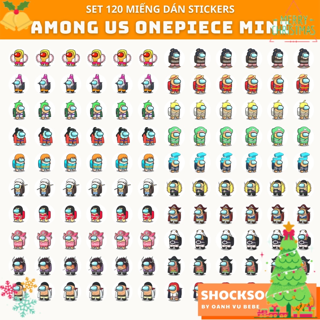 🔥120 miếng dán stickers hình AMONG US MINI 🔥