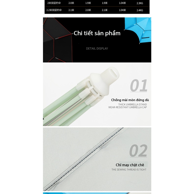 Ô Câu Cá Che Nắng Che Mưa Dù Câu Cá 2 Tầng Dã Ngoại Cao Cấp