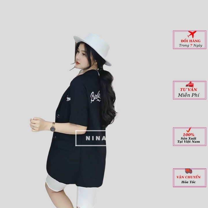 áo khoác vest nữ thêu chữ áo bomber nữ màu trắng be đen dài tay kiểu dáng hàn quốc cao cấp phong cách YoLo-Fashion