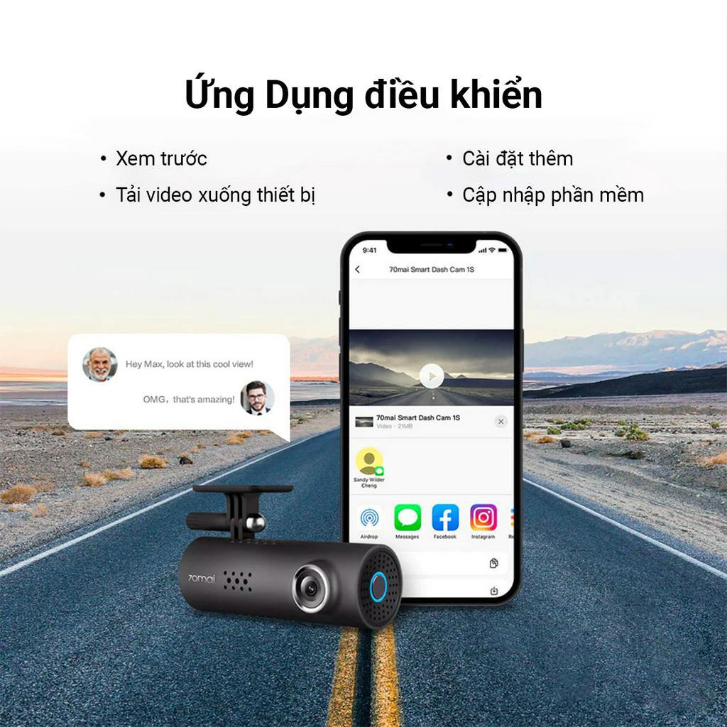 Camera hành trình 70mai Dash Cam 70MAI 1S D06 Điều khiển qua App và giọng nói Góc quay rộng 130° 1080P