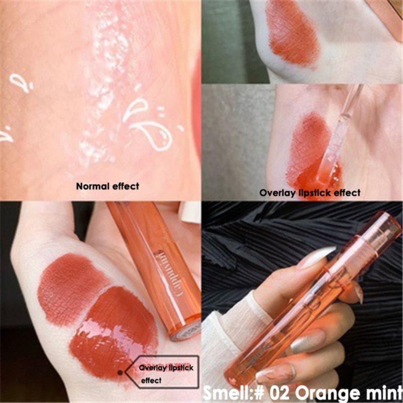 Dầu dưỡng môi dạng lỏng chiết xuất trái cây tự nhiên trong suốt giúp môi căng mọng