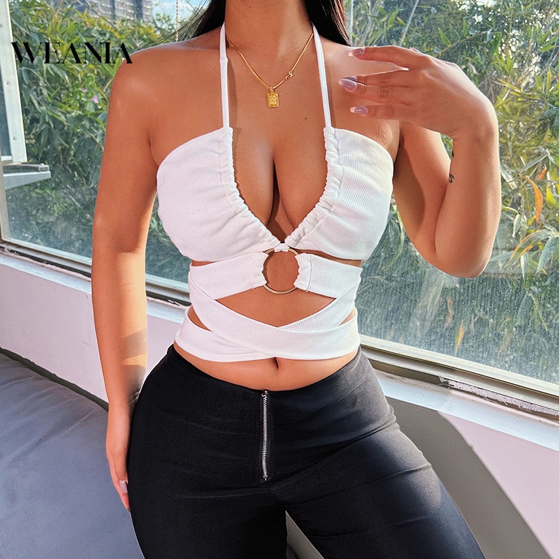 Áo Tank Top Hở Lưng Thắt Nơ Chất Liệu Mềm Mại Thời Trang Mùa Hè Quyến Rũ Cho Nữ D0319