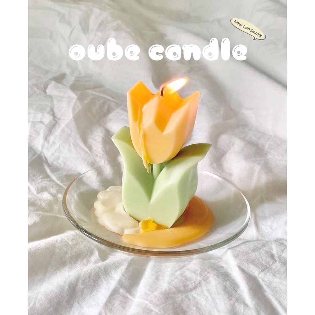 Nến Thơm Cao Cấp Hình Bông Hoa Tulip Phong Cách Trang Trí Hàn Quốc Cực Xinh | Oube Candle NT21