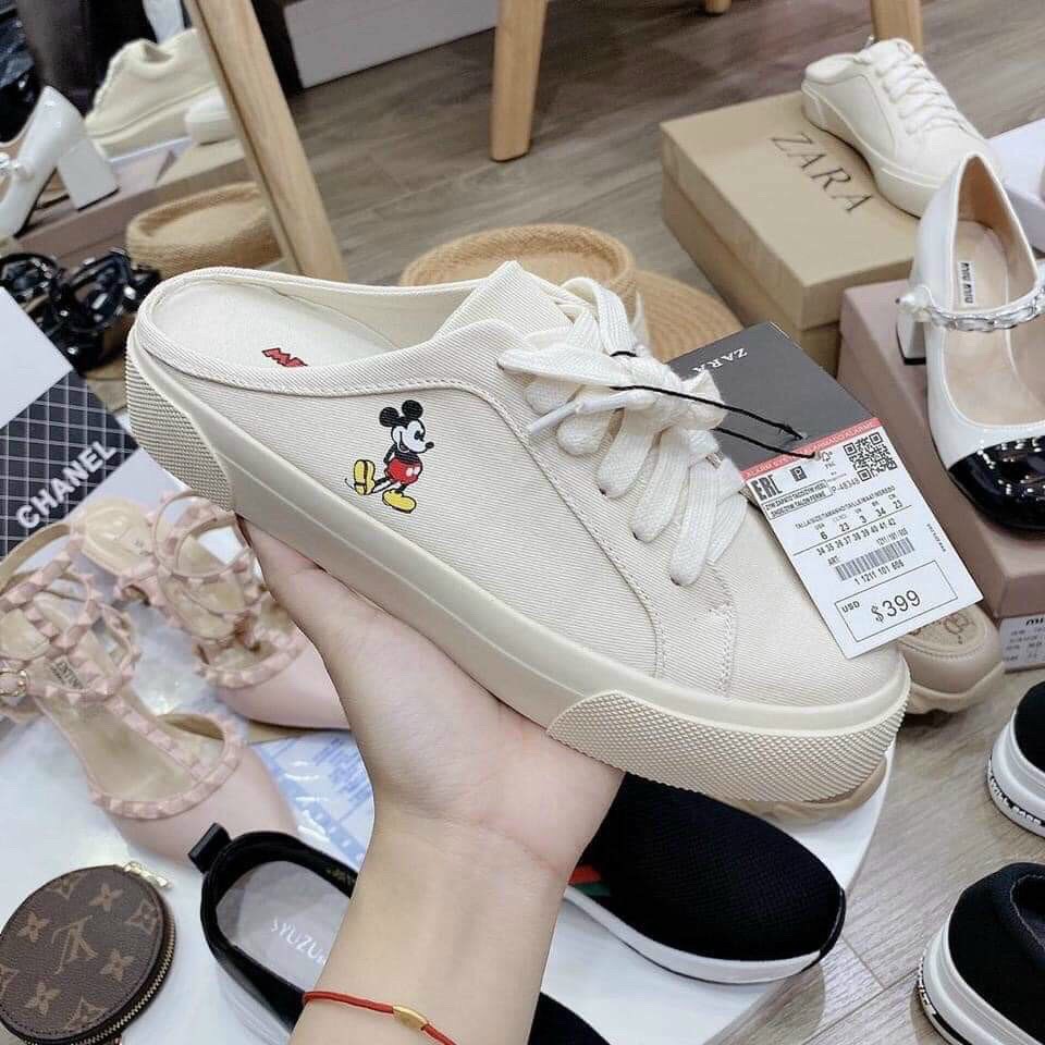 Giày sục thể thao vải nữ in hình mickky mẫu mới hottrend