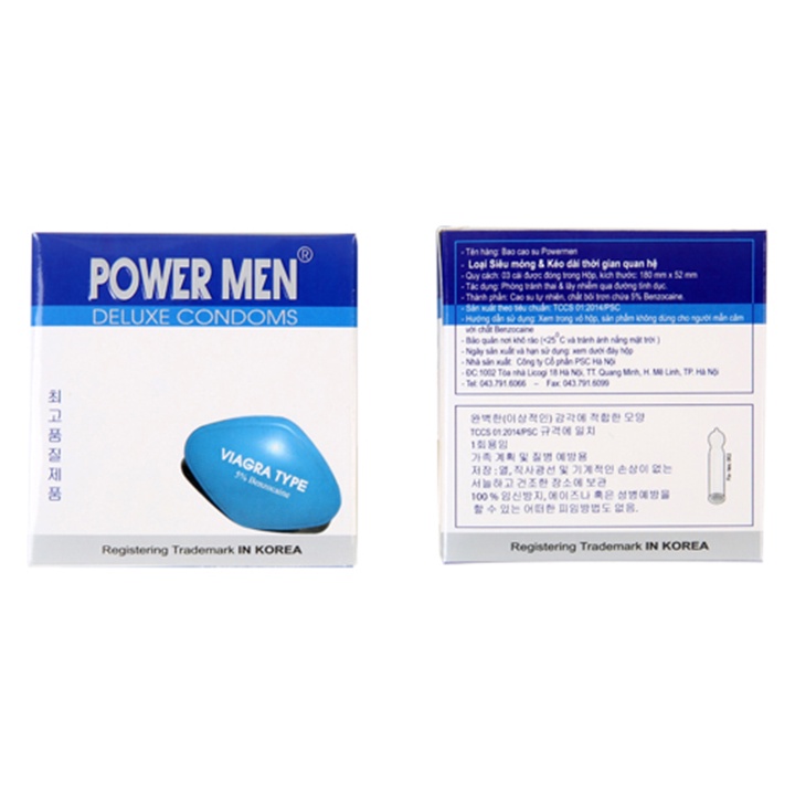 Bao cao su kéo dài thời gian Power men, hộp 3 và 12 chiếc, bao cao su hàn quốc, tăng thời gian quan hệ - soleil care