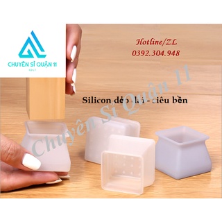 Vỏ bọc chân bàn ghế silicon dày hình vuông, miếng silicon dày bọc chân bàn ghế chống trơn - an toàn