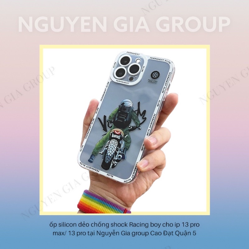 ship hoả tốc ốp silicon dẻo chống shock Racing boy cho ip 14/ ip 13 pro max/ 13 pro tại Nguyễn Gia group Cao Đạt Quận 5