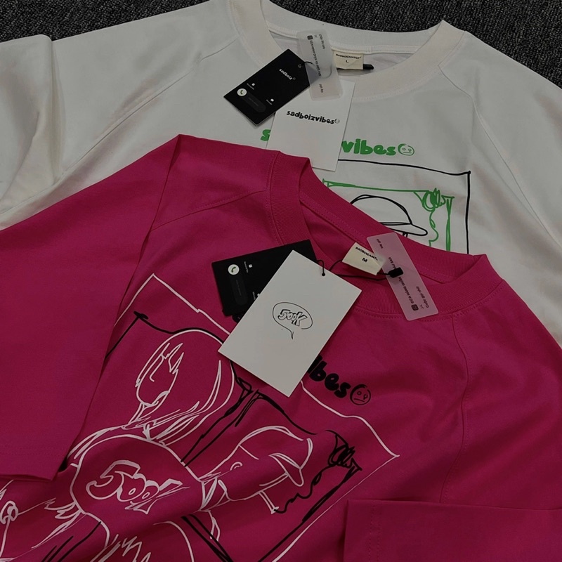 Áo thun SADBOIZVIBES 500K anniversary pink/white SADBOIZAINTCRY