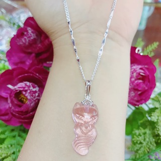 DÂY CHUYỀN NỮ MẶT HỒ LY ĐÁ THẠCH ANH BỌC BẠC ITALY CAO CẤP 925 KHÔNG PHAI MÀU