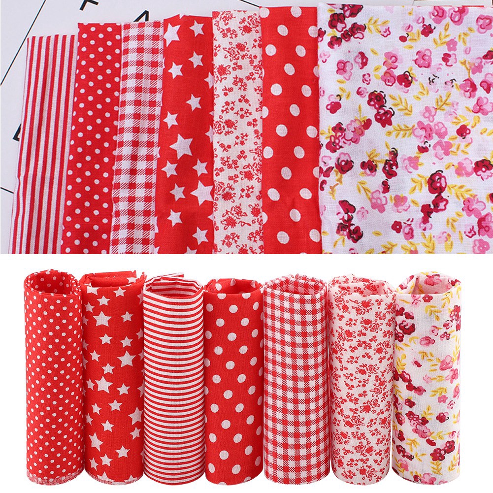 Set 7 miếng vải cotton 25 * 25cm in họa tiết dễ thương dùng để may vá