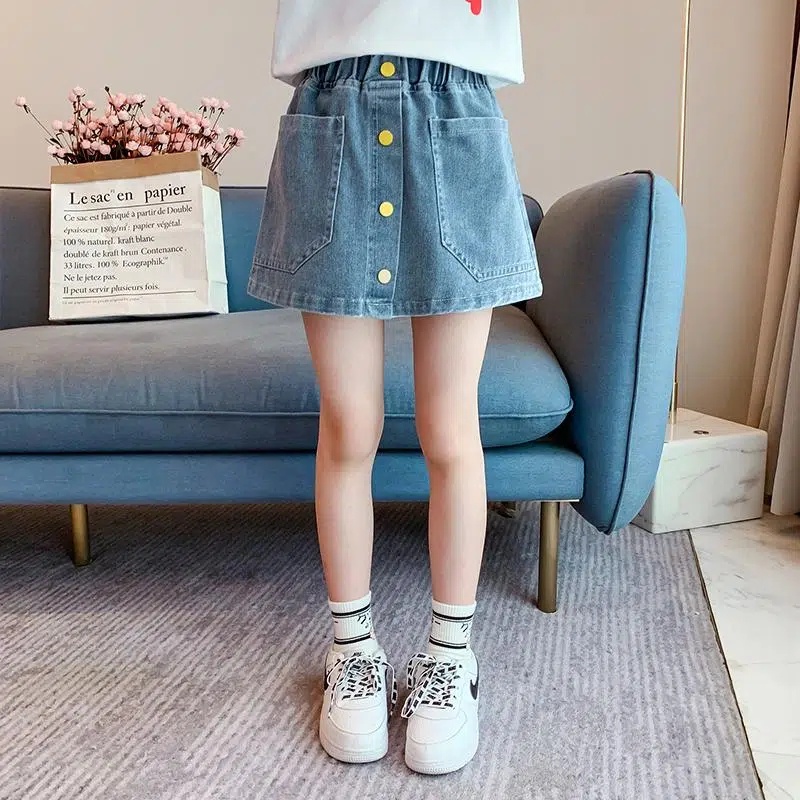 Chân Váy Denim Lửng Mùa Hè Phong Cách Mới Dành Cho Bé Gái