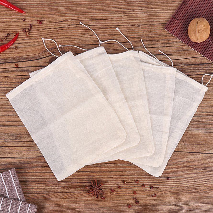 [ Nhiều size] Túi Lọc Bã Hoa Quả, Lọc Trà, Lọc Sữa Hạt Bằng Vải Cotton Có Dây Rút Tiện Dụng