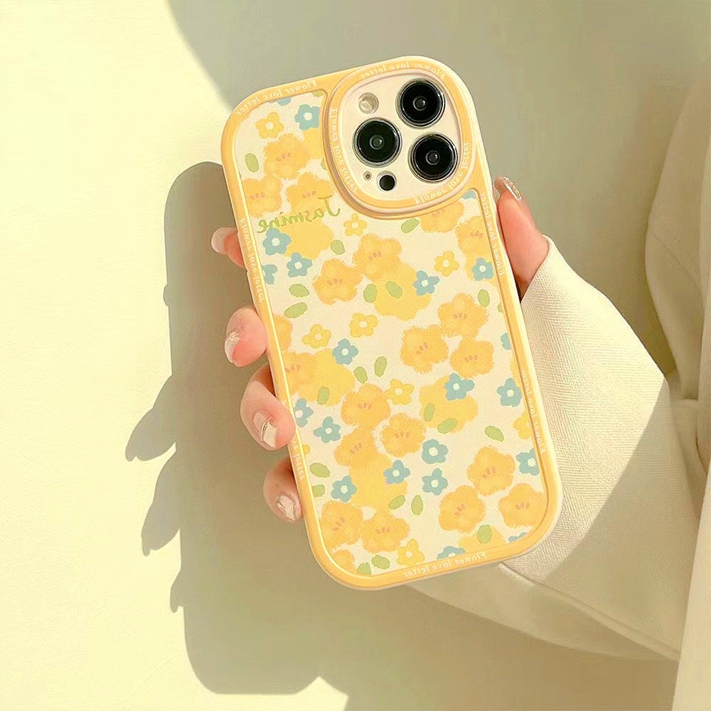 Lovely Fashion Yellow Floral Phone Case For Samsung A23 A33 A53 A73 M23 A03 A13 A03s A12 A22 A52 A52s S22 Plus Ultra S20 S21FE A72 A51 A71 A32 A50 A50s A30s A30 A20 A20s Soft Back Cover Silicone Protective Cover