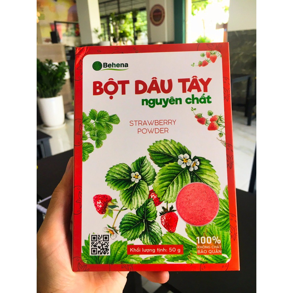 Bột Dâu Tây nguyên chất Behena (Hộp 50g) - Làm Đẹp Da Tạo Màu Bánh - Bột rau củ quả