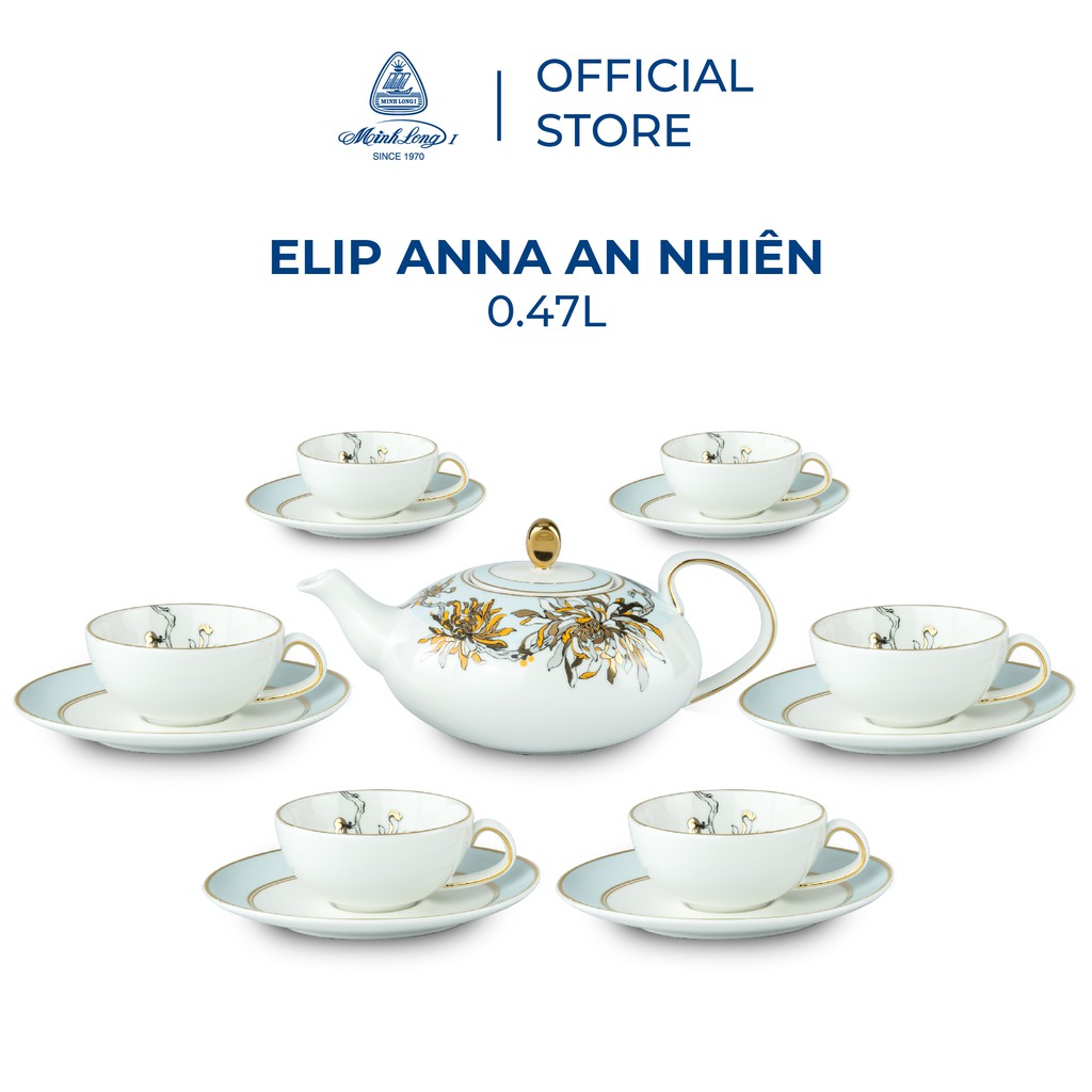 [Quà tặng đơn hàng 800k] Bộ Ấm Trà Sứ Minh Long 0.47 L - Anna Elip - An Nhiên