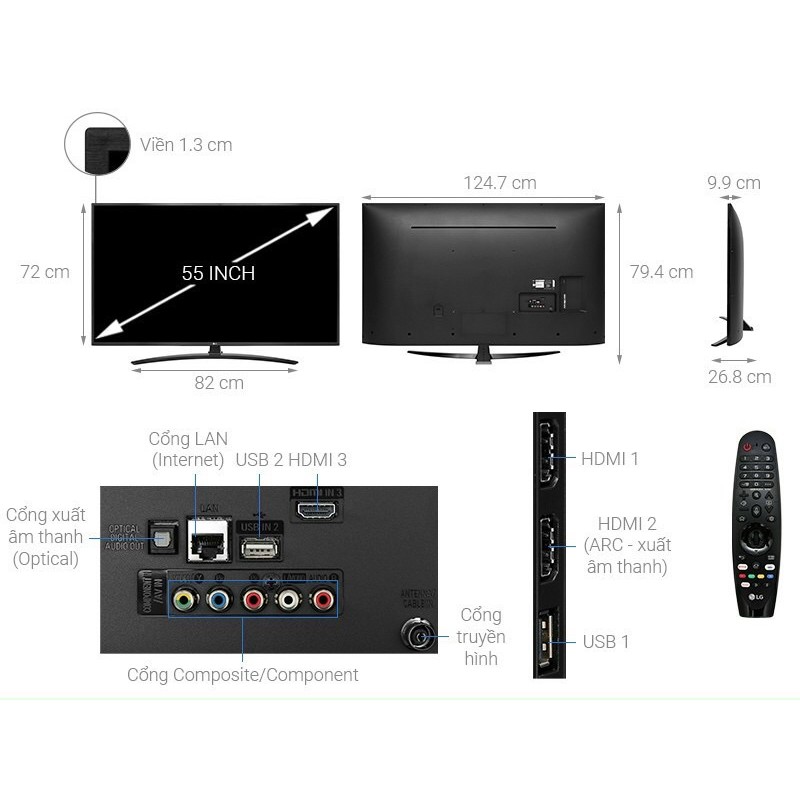 Smart tivi LG 4K 55 inch 55UM7400PTA