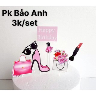 Set giấy kính + túi sách + son trang trí bánh kem