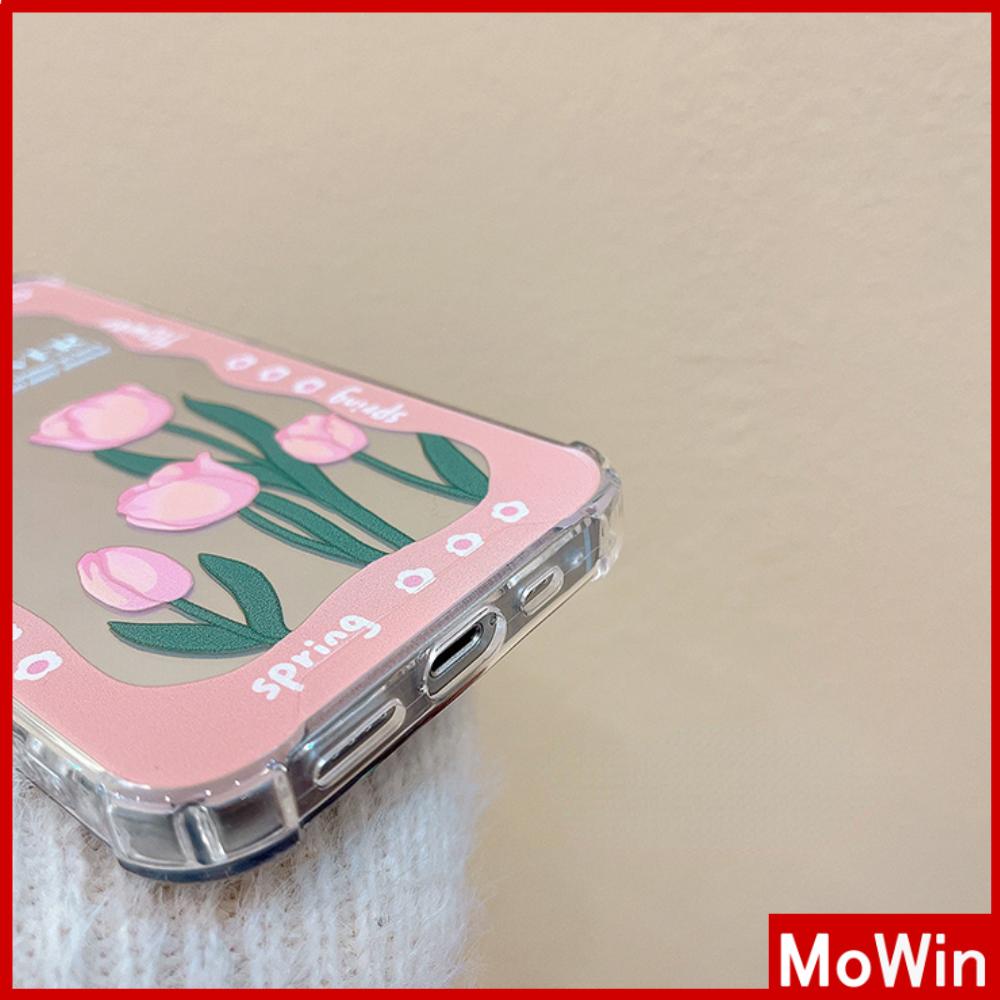 Ốp điện thoại túi khí gương phản quang acrylic in Tulip hồng thích hợp cho iPhone 11 13 Pro Max 12 Pro Max 7 Plus xr