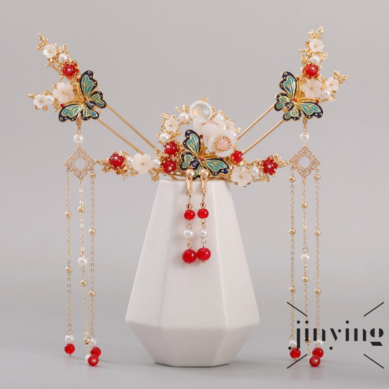 GETNOIVAS BUTTERFLY Bộ Phụ Kiện Cài Tóc Phong Cách Trung Hoa Cho Bé Gái