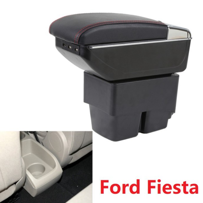 Sản Phẩm Đệm, hộp tỳ tay ô tô dành cho xe Ford Fiesta cao cấp tích hợp 7 cổng USB/ Mã sản phẩm DUSB-FITA ..