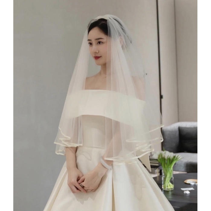 Váy cưới Váy trắng dự tiệc nàng dâu nơ lưng xẻ đùi 5 kiểu trong 1 Minahan