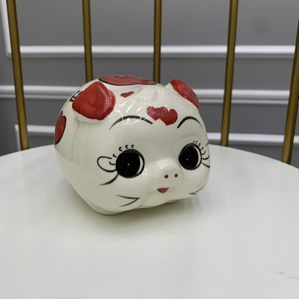 Heo đất tiết kiệm mini cute men sứ, lợn size nhỏ dễ thương cho bé dài 14cm