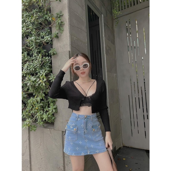 áo khoác croptop xích ngực - CarotShop