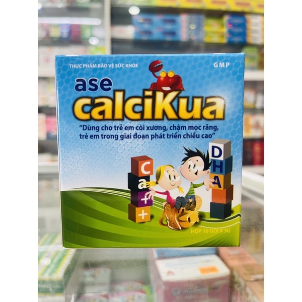 ase calciKua - Dùng cho trẻ chậm lớn, còi xương, kém ăn, suy dinh dưỡng - 10 gói x 3 gram