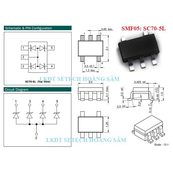 Diode TVS chân dán SMF05, SMBJ15A, SMAJ6.0CA, SMAJ30CA, SMAJ45A