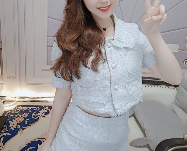 Set áo croptop chân váy chứ A tweed dạ (Order) | BigBuy360 - bigbuy360.vn