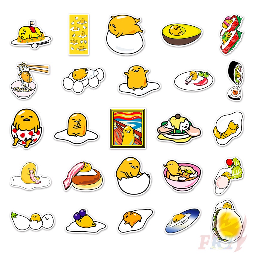 Bộ 100 Cái/Bộ ❉ Hình Dán Loạt Gudetama B ❉ Miếng Dán Hình Anime Dùng Trang Trí Vali Laptop Ván Trượt DIY Thời Trang