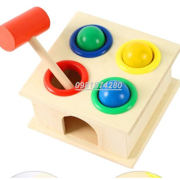 Đồ Chơi Hộp Đập Bóng Nhiều Màu Sắc Vui Nhộn Bằng Gỗ