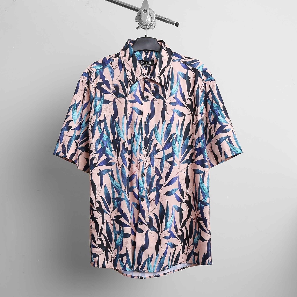 SALE SALE Áo Sơ Mi nam Hoạ Tiết lá tràm Tay Ngắn bigsize [bigsize &lt; 130kg]