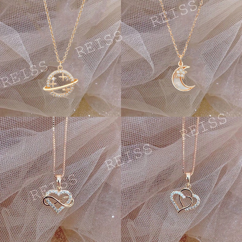 Vòng Cổ Mạ Vàng Hồng 10K Mặt Trăng Và Hành Tinh