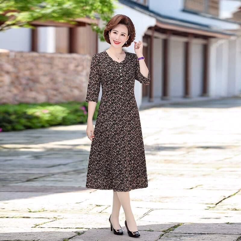 Đầm ren nữ trung niên cao cấp kiểu dáng sang trọng QCNP3768