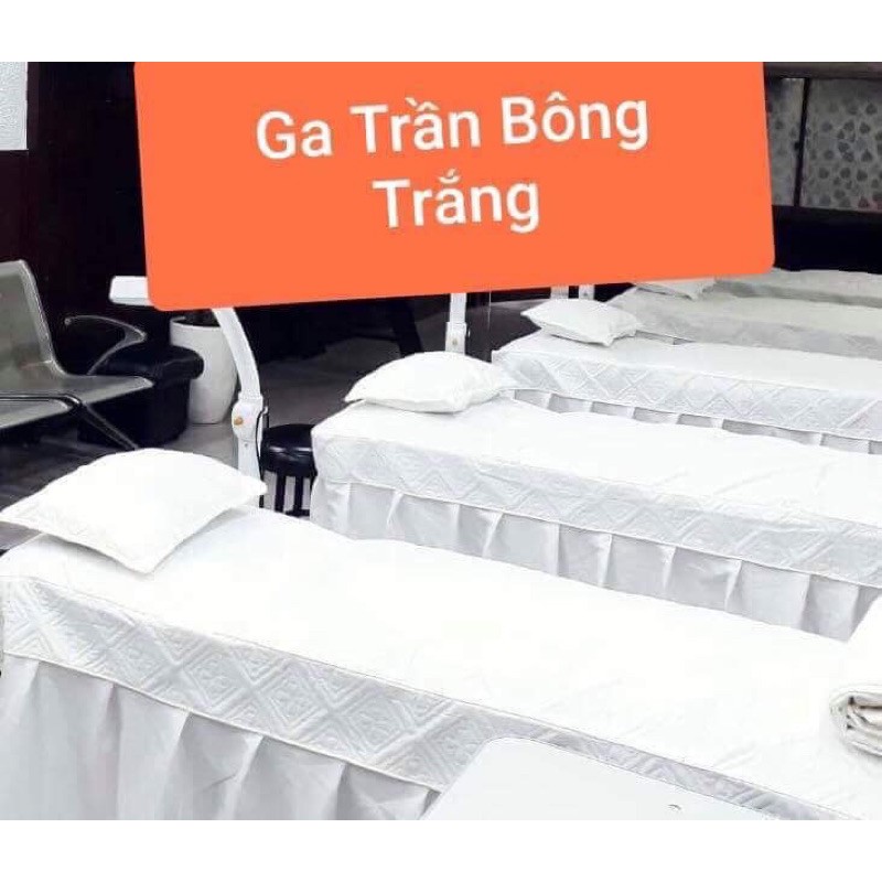 Bộ ga spa cotton trần bông ba món chăn ga gối