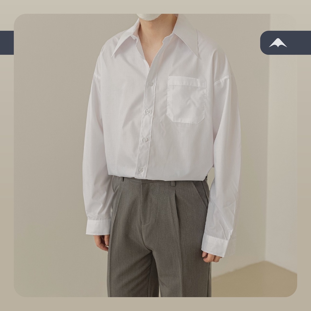 Áo sơ mi trắng form rộng Tommy MARTIAN Hàn quốc unisex cổ bẻ dài tay trắng trơn basic oversize nam nữ SM022 | BigBuy360 - bigbuy360.vn