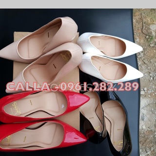 Giày cao gót màu nude đế đỏ 12p