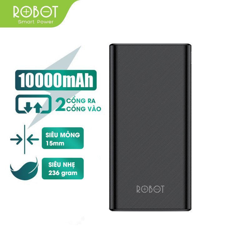 Pin Sạc Dự Phòng ROBOT 10.000mAh - 2 Output &amp; 2 Input - RT170